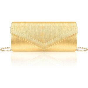 🆕Women Gold PU Leather Evening Handbag, Envelope Clutch Purse w/Chain for Date